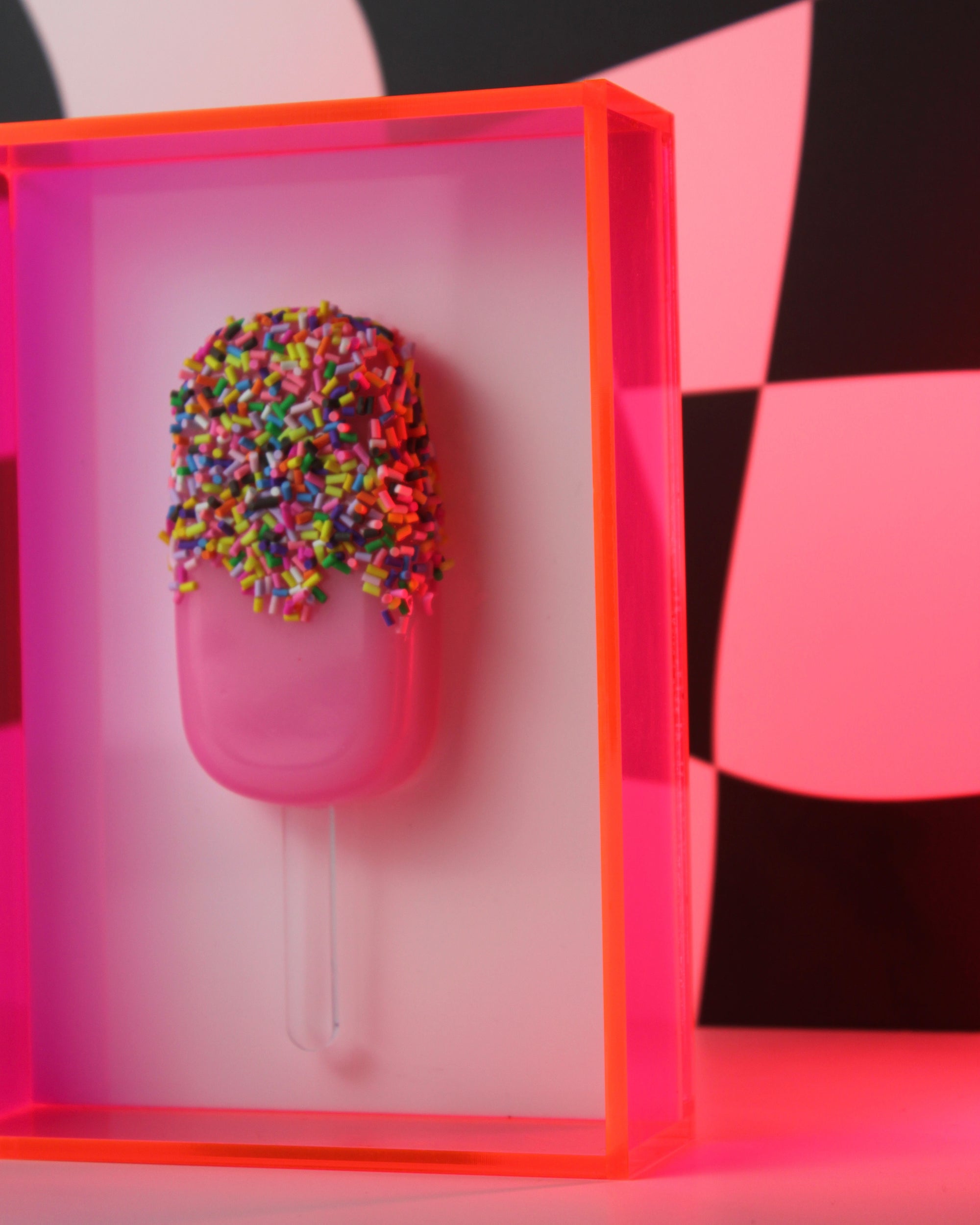 Pop Frame - Escultura de Picolé na Moldura de Acrílico