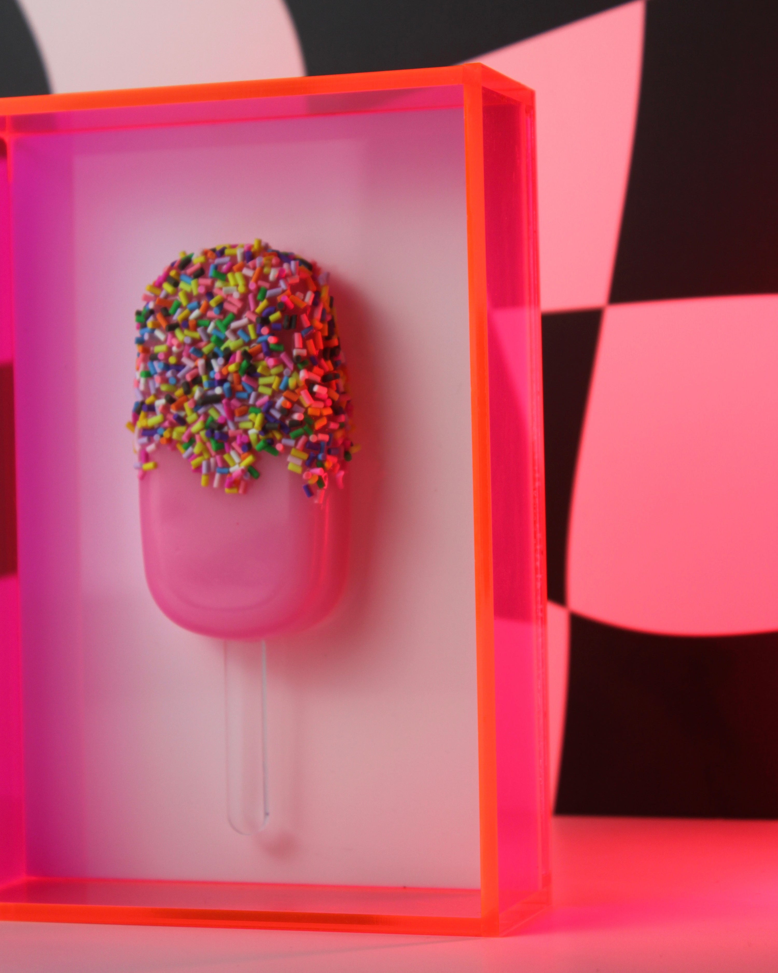 Pop Frame - Escultura de Picolé na Moldura de Acrílico