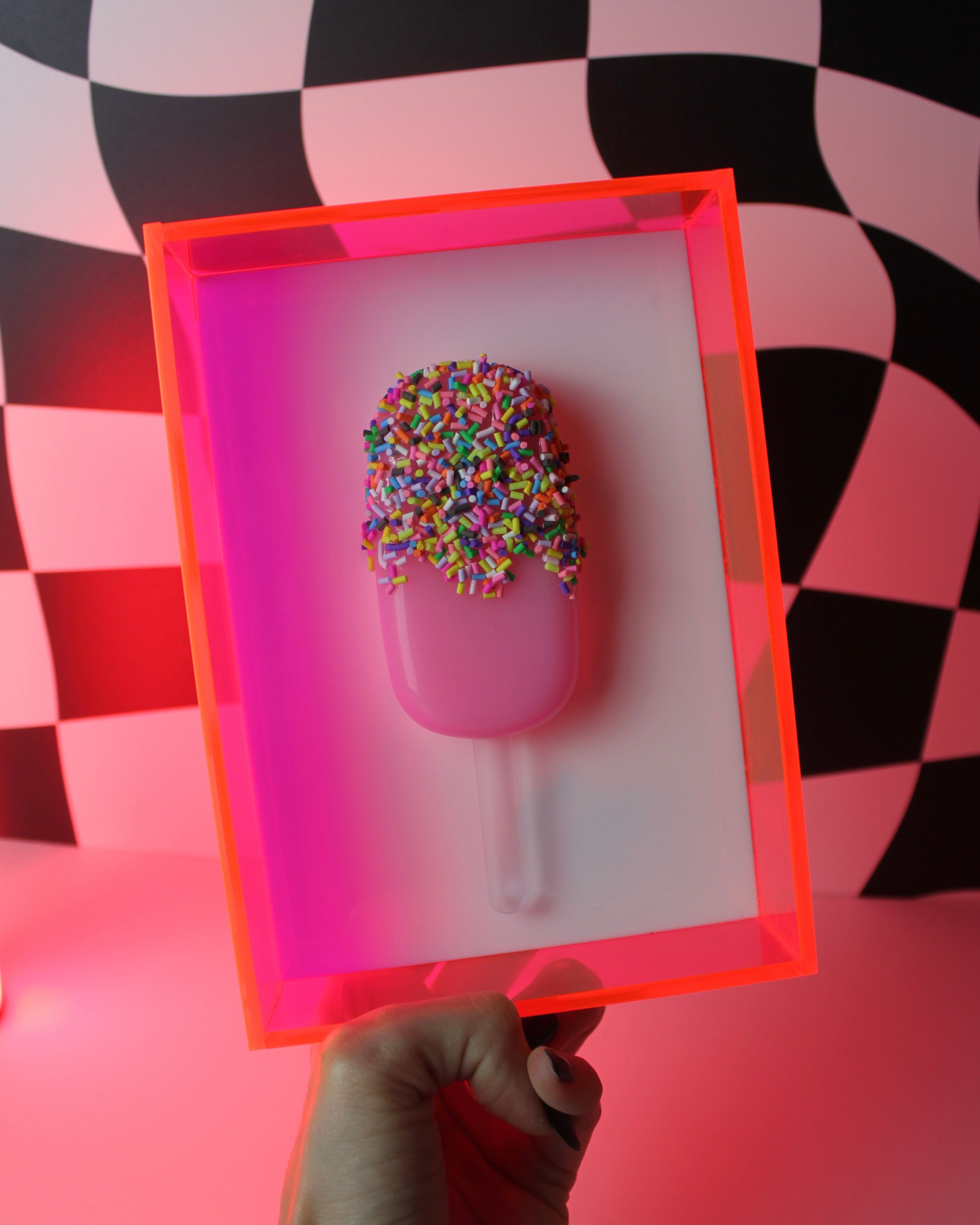 Pop Frame - Escultura de Picolé na Moldura de Acrílico