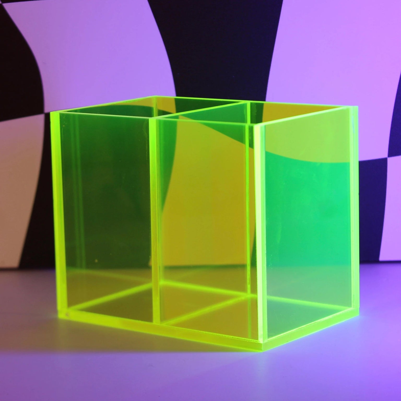 Porta caneta duplo de acrílico neon translúcido da Modern Mood para organizar mesa, home office e penteadeira [WEBP]