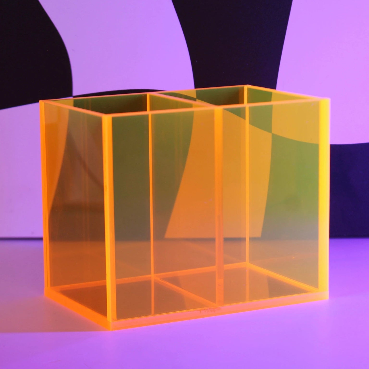 Porta caneta duplo de acrílico neon translúcido da Modern Mood para organizar mesa, home office e penteadeira [WEBP]