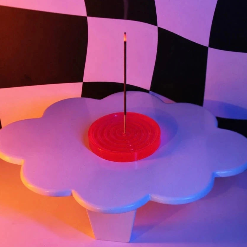 Porta-Incenso Neon em resina translúcida com círculos concêntricos