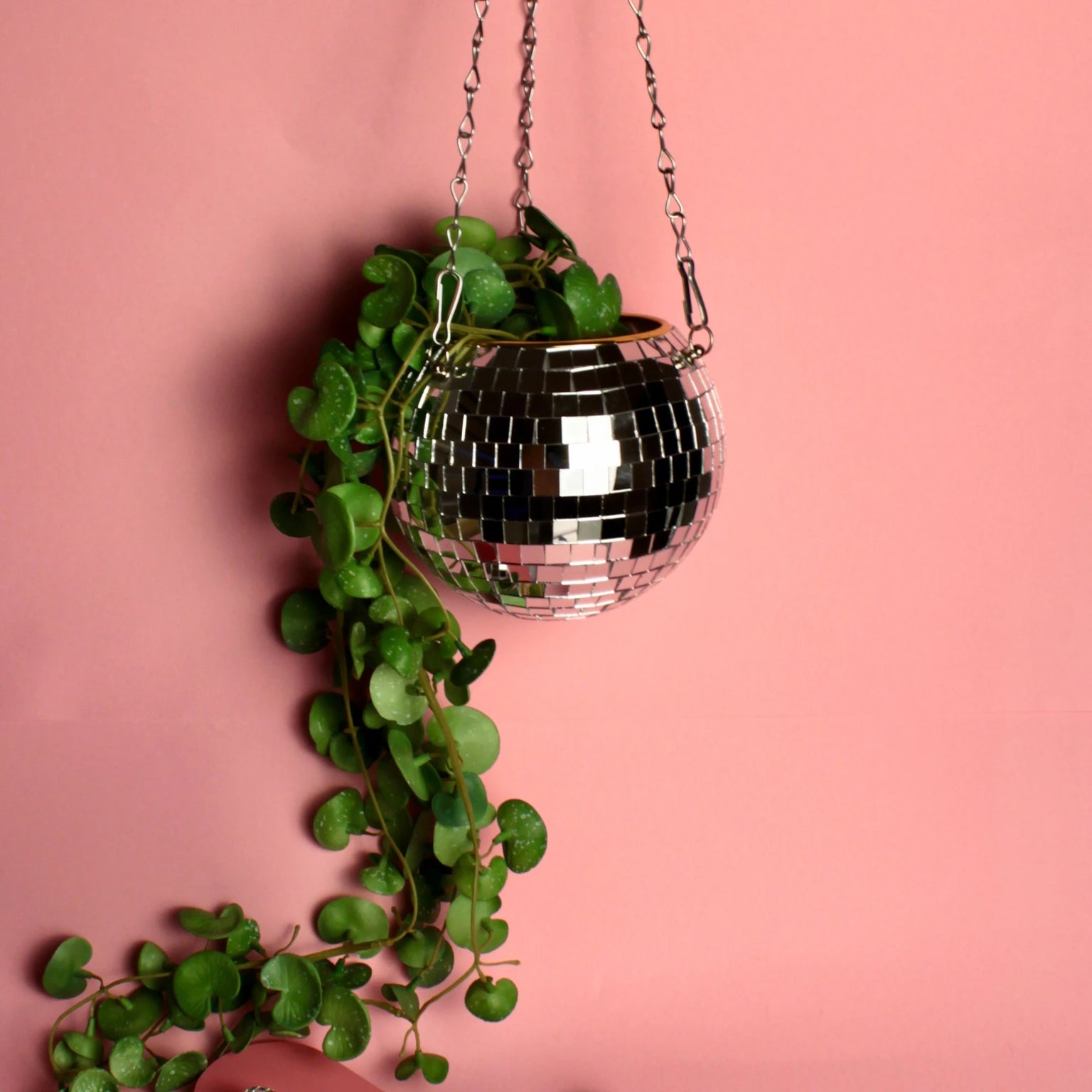 Cachepot disco espelhado suspenso artesanal com mosaico de espelhos, para plantas, disponível em 10 cm e 15 cm [WEBP]